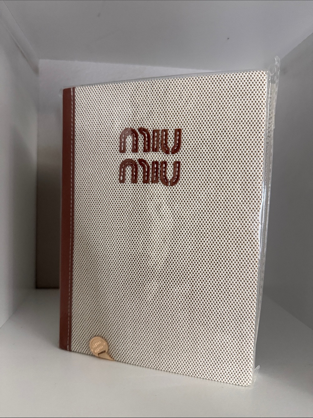 Miu Miu Parfums Beauty Collection Beige Canvas Notebook Cover Brown Trim - NWOT